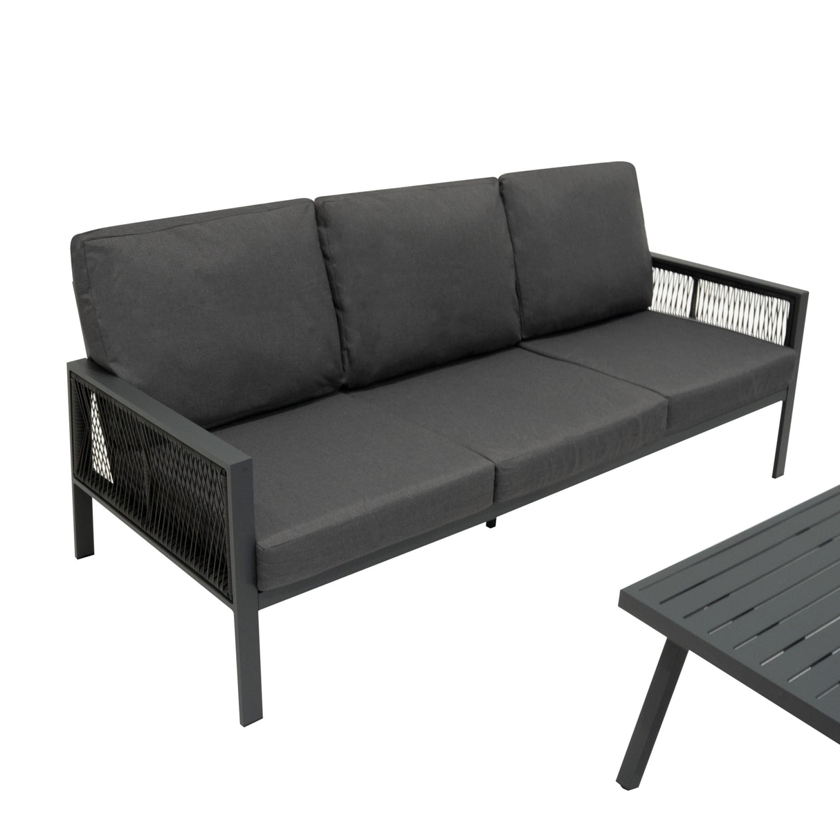 Set Divano da Giardino 4 Pezzi in Alluminio – Grigio Antracite