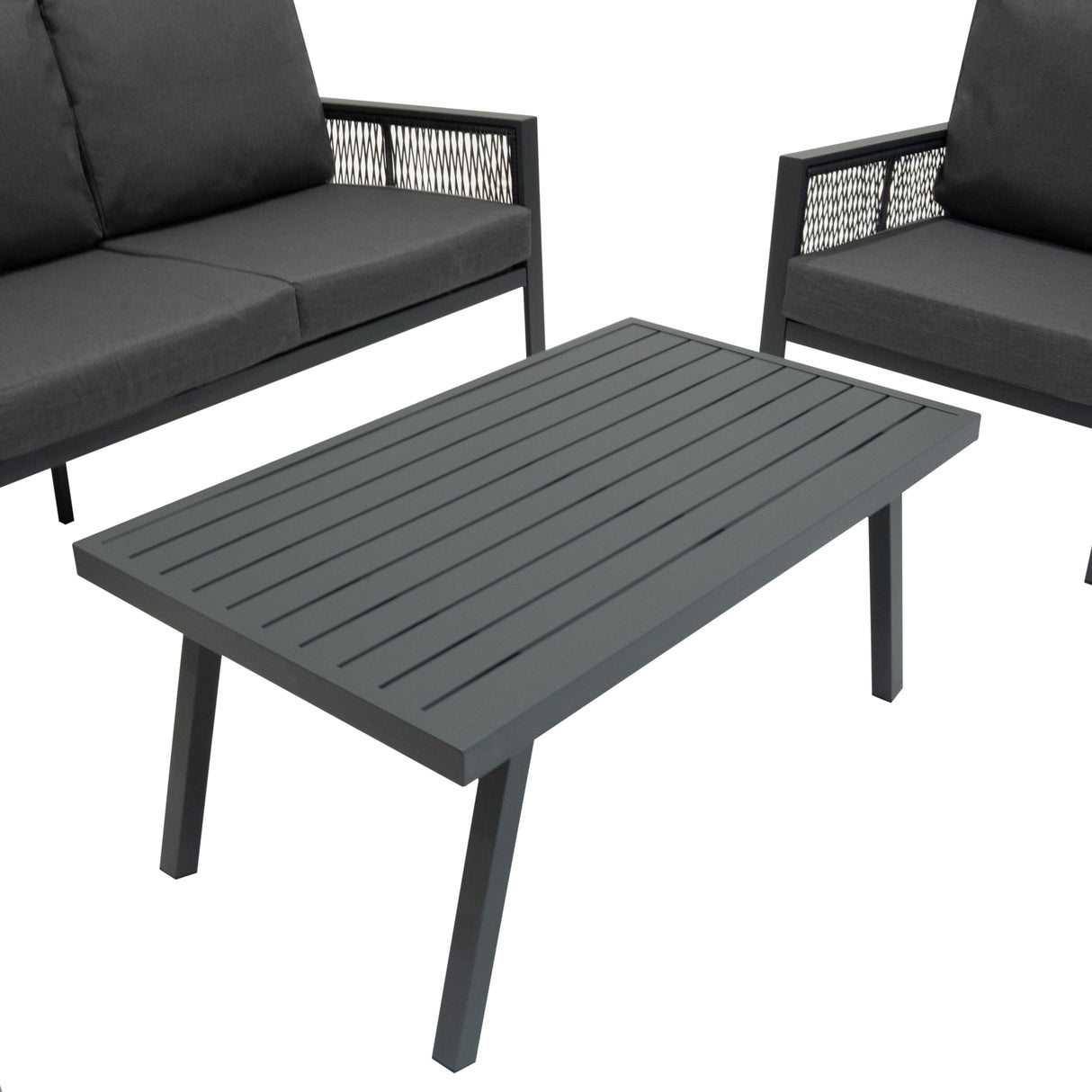 Set Divano da Giardino 4 Pezzi in Alluminio – Grigio Antracite