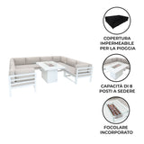 Set di Mobili da Giardino Modulari con Tavolo Braciere - Bianco