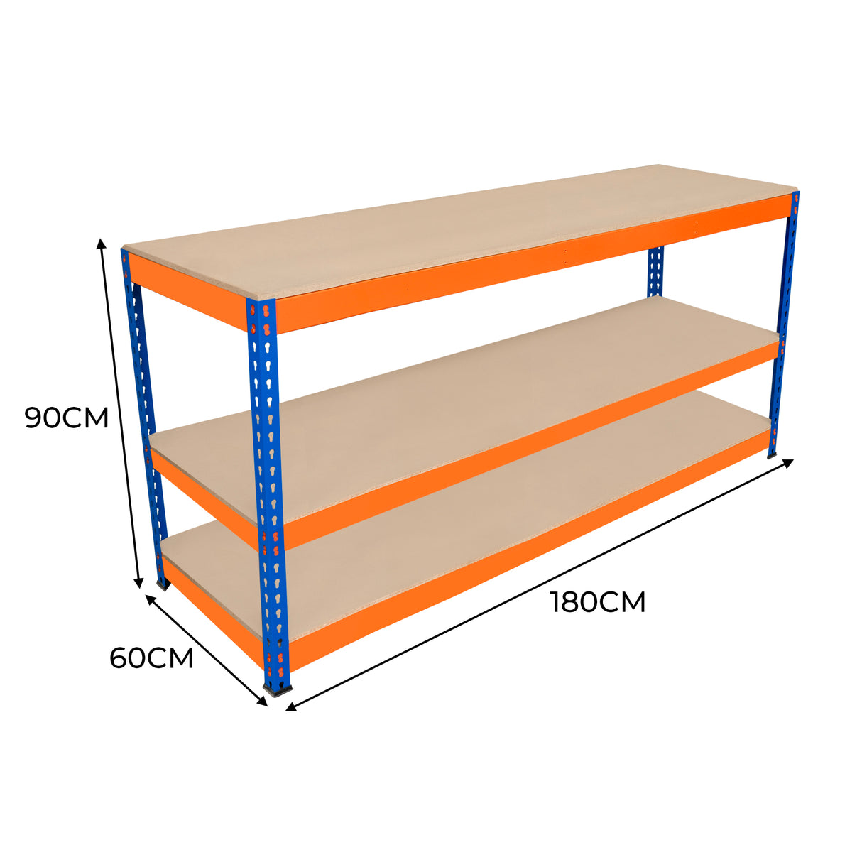 Banco da Lavoro a 3 Ripiani S-Rax - 180 cm x 60 cm x 90 cm