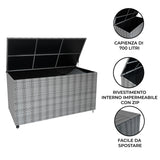 Baule in Rattan 700L per Esterno – Grigio