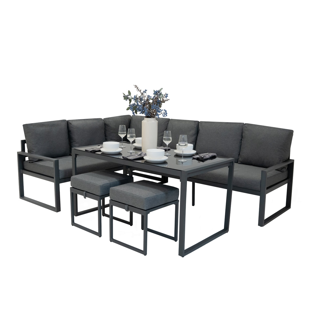 Set Divano Angolare in Alluminio - Grigio Antracite