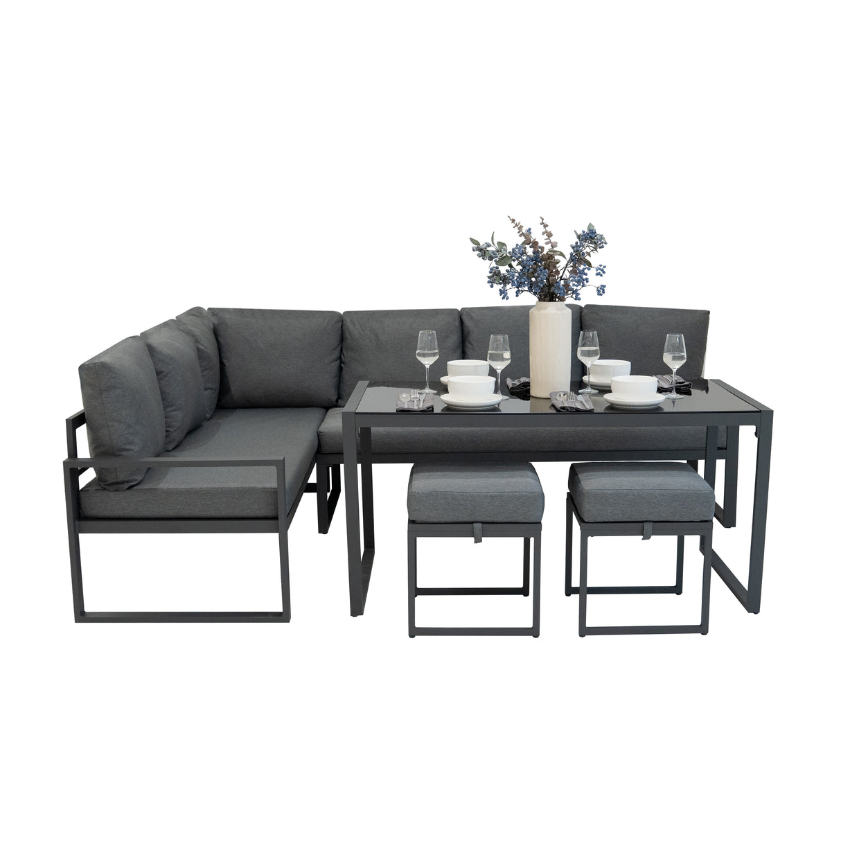 Set Divano Angolare in Alluminio - Grigio Antracite