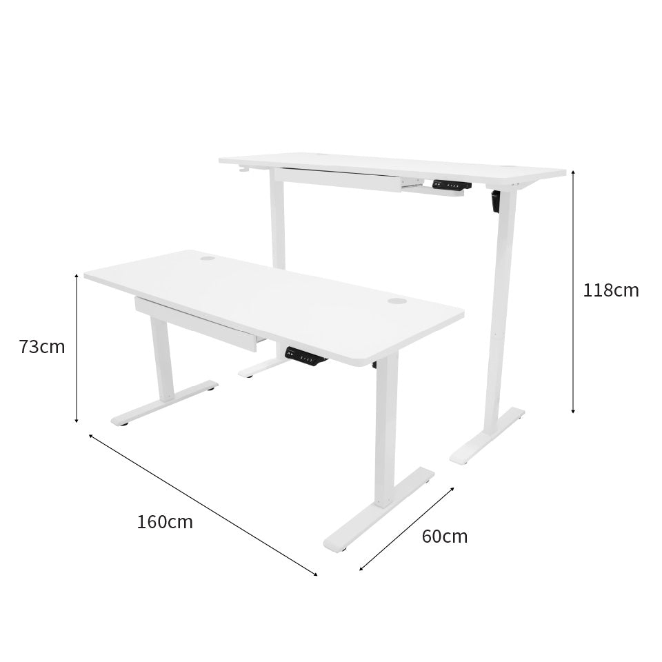 Scrivania Elettrica Regolabile con Cassetto - 160cm x 60cm