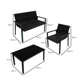 Set Mobili da Giardino in Rattan – 4 Pezzi – Nero