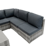 Set Mobili da Giardino 7 Pezzi in Rattan Grigio