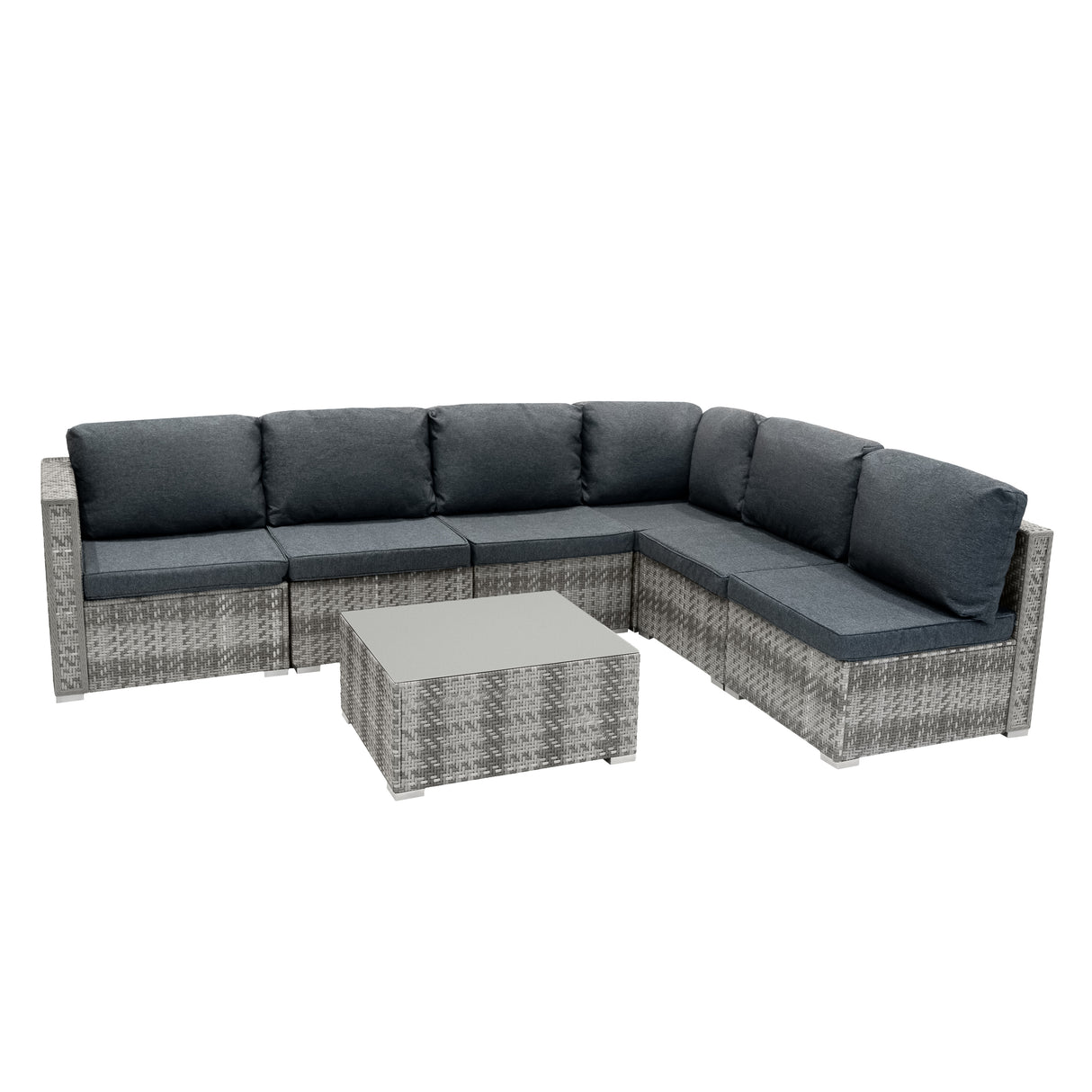 Set Mobili da Giardino 7 Pezzi in Rattan Grigio