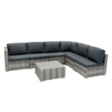 Set Mobili da Giardino 7 Pezzi in Rattan Grigio