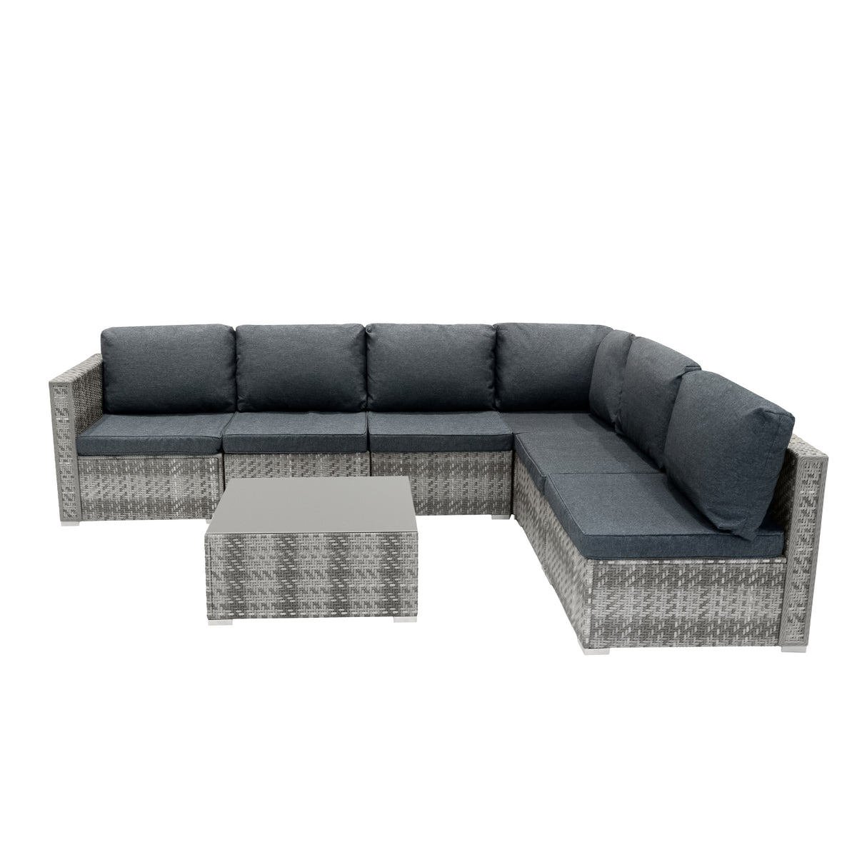 Set Mobili da Giardino 7 Pezzi in Rattan Grigio