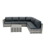 Set Mobili da Giardino 7 Pezzi in Rattan Grigio