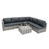 Set Mobili da Giardino 7 Pezzi in Rattan Grigio