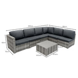 Set Mobili da Giardino 7 Pezzi in Rattan Grigio