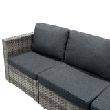 Set Mobili da Giardino 7 Pezzi in Rattan Grigio