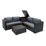 Set Mobili da Giardino 6 Pezzi in Rattan Nero