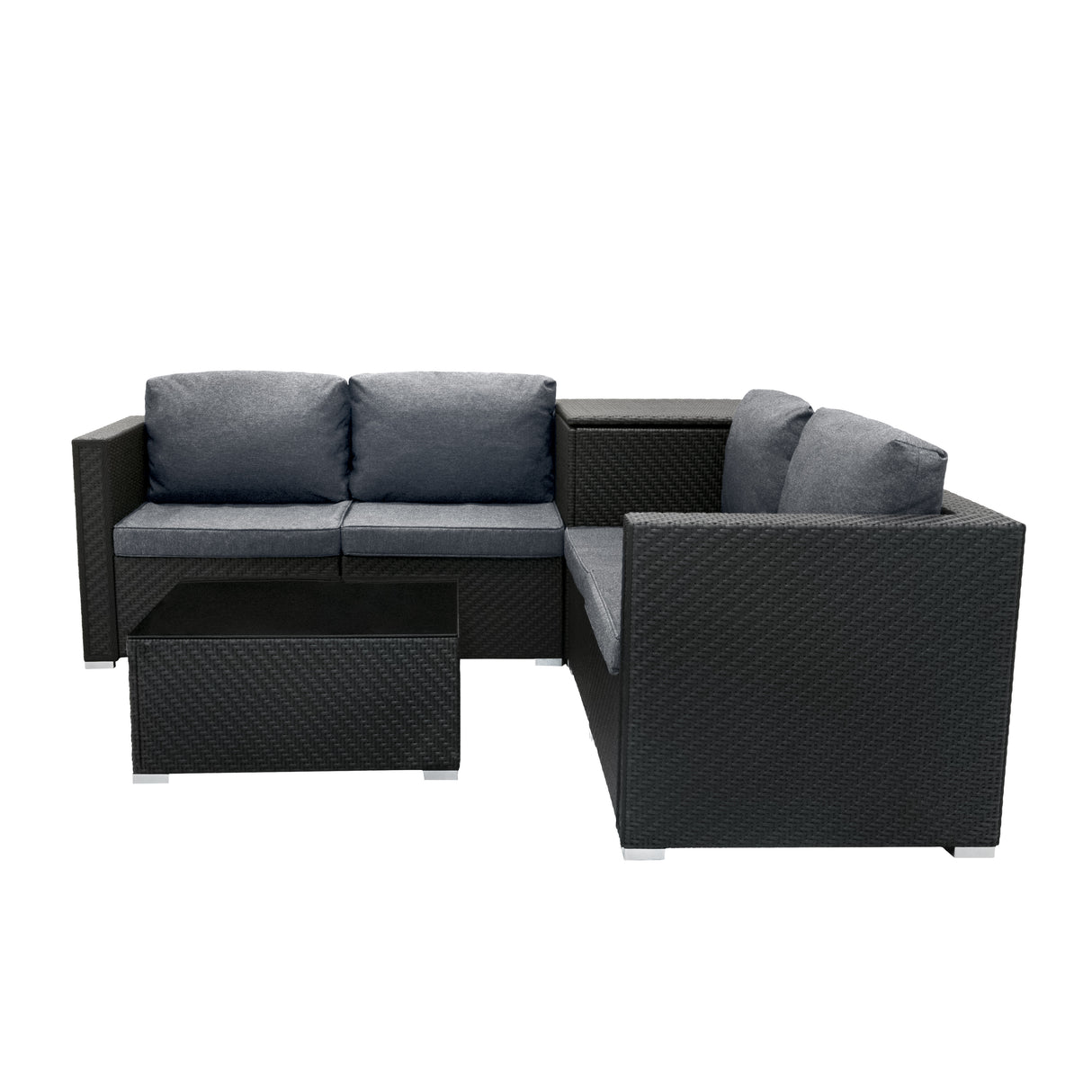 Set Mobili da Giardino 6 Pezzi in Rattan Nero