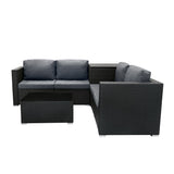 Set Mobili da Giardino 6 Pezzi in Rattan Nero