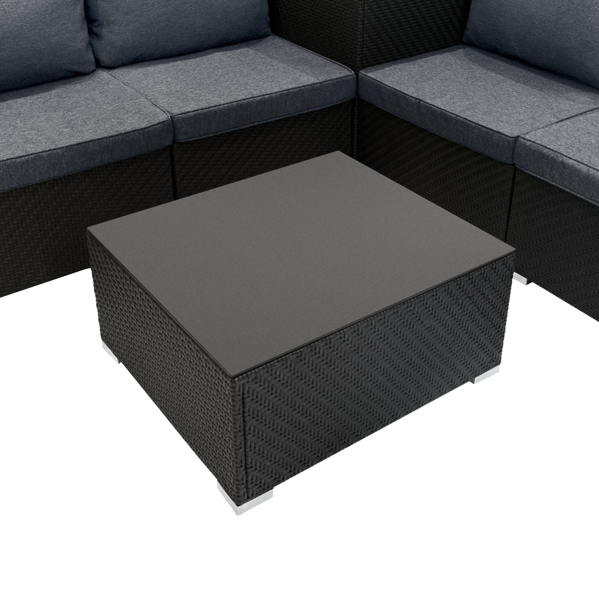 Set Mobili da Giardino 6 Pezzi in Rattan Nero