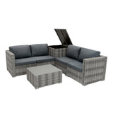 Set Mobili da Giardino 6 Pezzi in Rattan Grigio