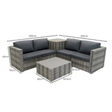 Set Mobili da Giardino 6 Pezzi in Rattan Grigio