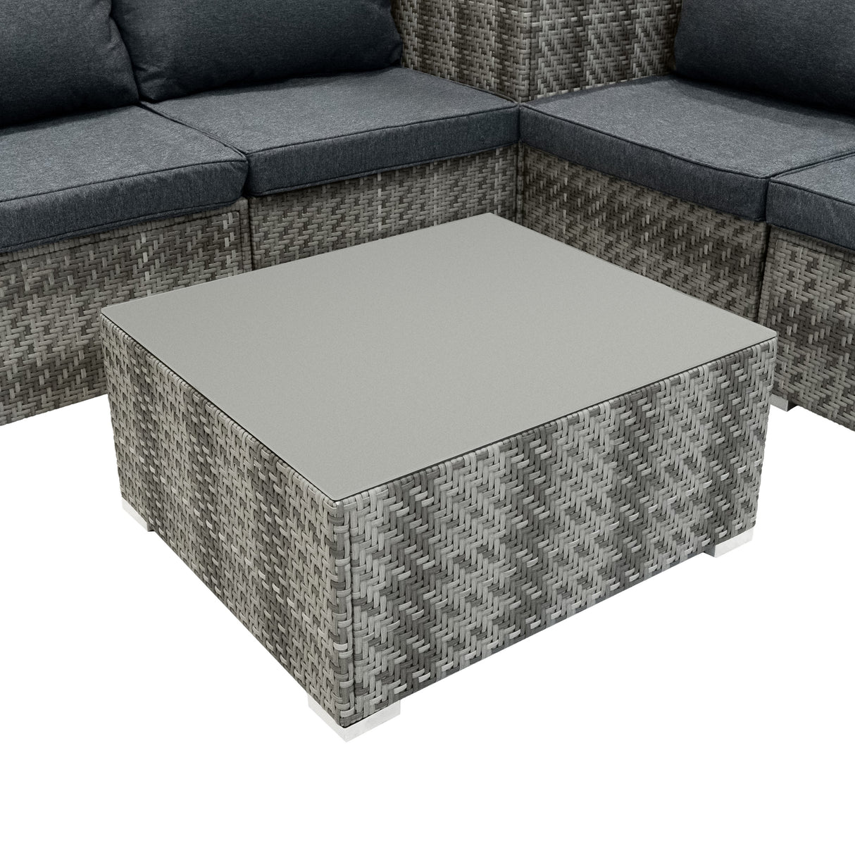 Set Mobili da Giardino 6 Pezzi in Rattan Grigio