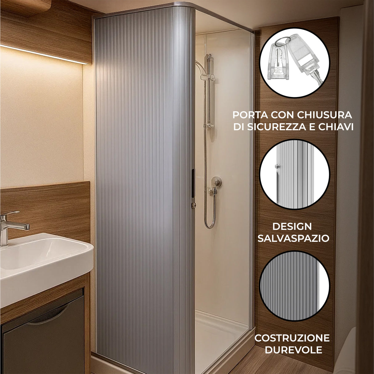 Porta a Soffietto per Doccia  – Grigio