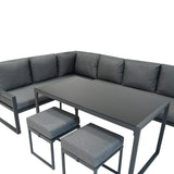 Set Divano Angolare in Alluminio con Cassapanca in Rattan Nero – Grigio Antracite
