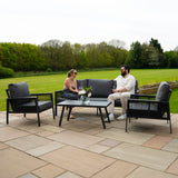 Set da Giardino in Alluminio 4 Pezzi con Cassapanca in Rattan Nero – Grigio Antracite