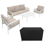 Set da Giardino in Alluminio 4 Pezzi con Cassapanca in Rattan Nero – Bianco