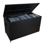 Set da Giardino in Alluminio 4 Pezzi con Cassapanca in Rattan Nero – Bianco