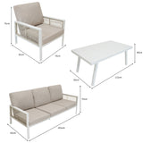 Set da Giardino in Alluminio 4 Pezzi con Cassapanca in Rattan Nero – Bianco