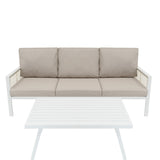 Set da Giardino in Alluminio 4 Pezzi con Cassapanca in Rattan Nero – Bianco