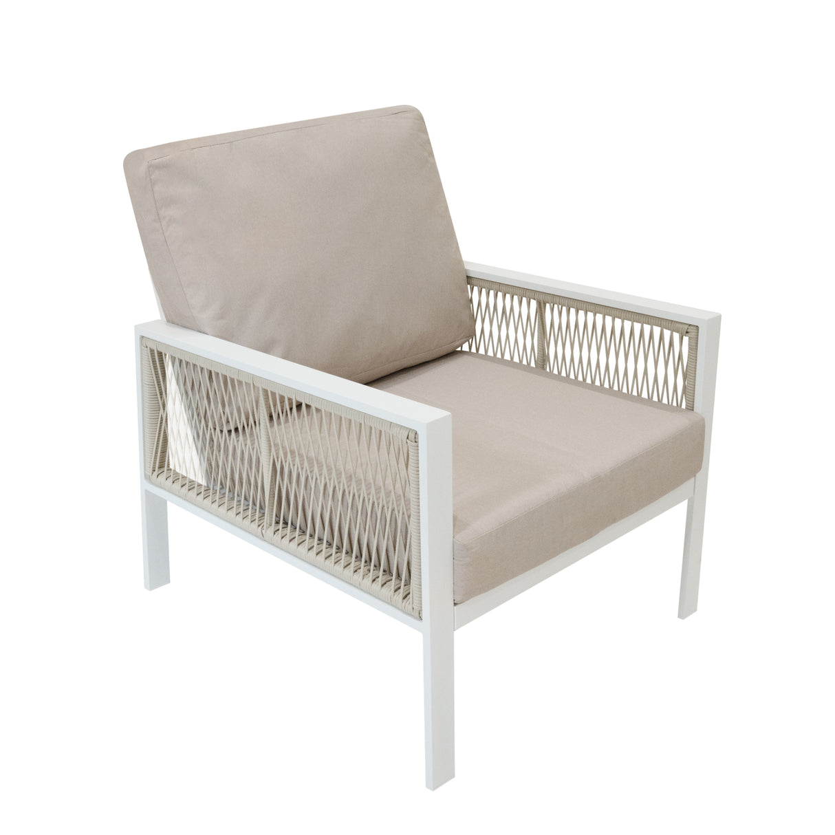 Set da Giardino in Alluminio 4 Pezzi con Cassapanca in Rattan Nero – Bianco