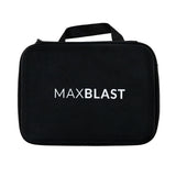 Custodia nera in tessuto resistente con manico, logo MAXBLAST bianco, progettata per proteggere una telecamera per aspiratore grondaie 4K