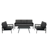 Set di divani 4 pezzi antracite con ombrellone e base neri