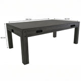 Tavolo multigioco 7-in-1 in legno grigio, misure 213x112 cm, con finitura effetto legno e gambe robuste, ideale per giochi e attività sociali
