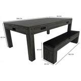 Tavolo multigioco 7-in-1 grigio con panca contenitore, dimensioni 213 cm, design moderno e superficie liscia in legno resistente