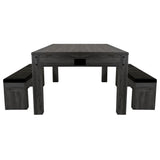 Tavolo giochi 7-in-1 grigio con due panche contenitore, design moderno, superficie liscia e finitura effetto legno elegante