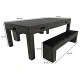 Tavolo giochi 7-in-1 grigio con due panche contenitore, legno effetto naturale, dimensioni 206x112 cm, design moderno e funzionale