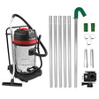 Aspiratore umido/secco 80L in acciaio inox con accessori, aste grondaie in alluminio, telecamera 4K e tubi di aspirazione verdi