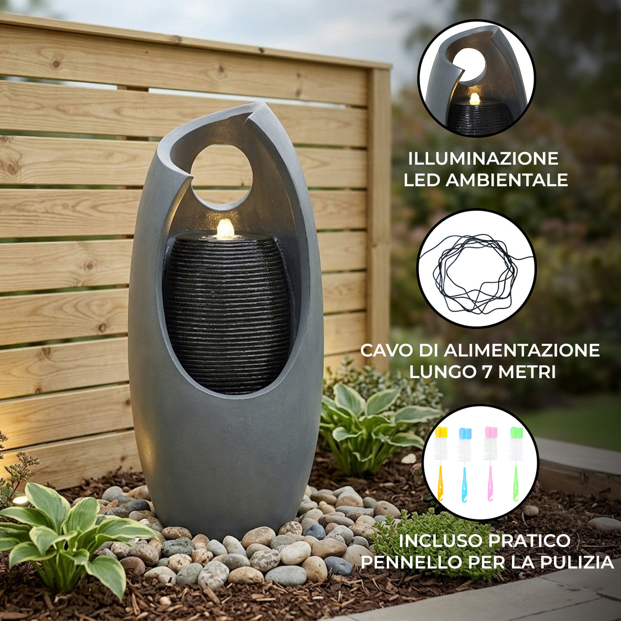 Fontana da Giardino Elettrica Cascata LED Pompa Radiant Falls