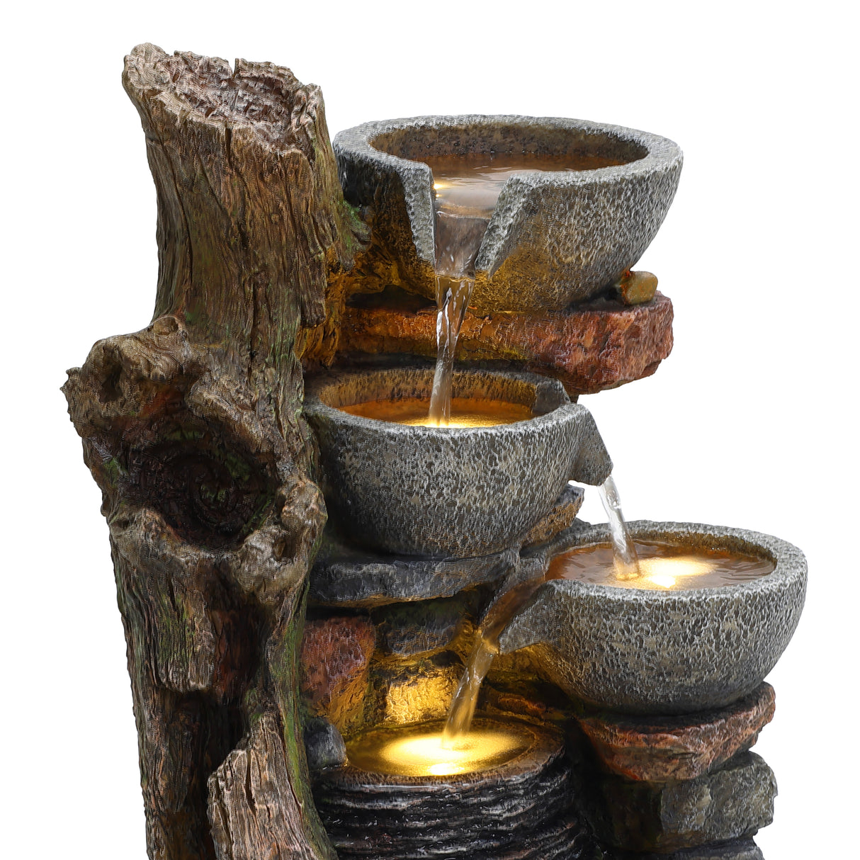 Fontana da Giardino Elettrica Cascata LED Pompa Rustic Brook