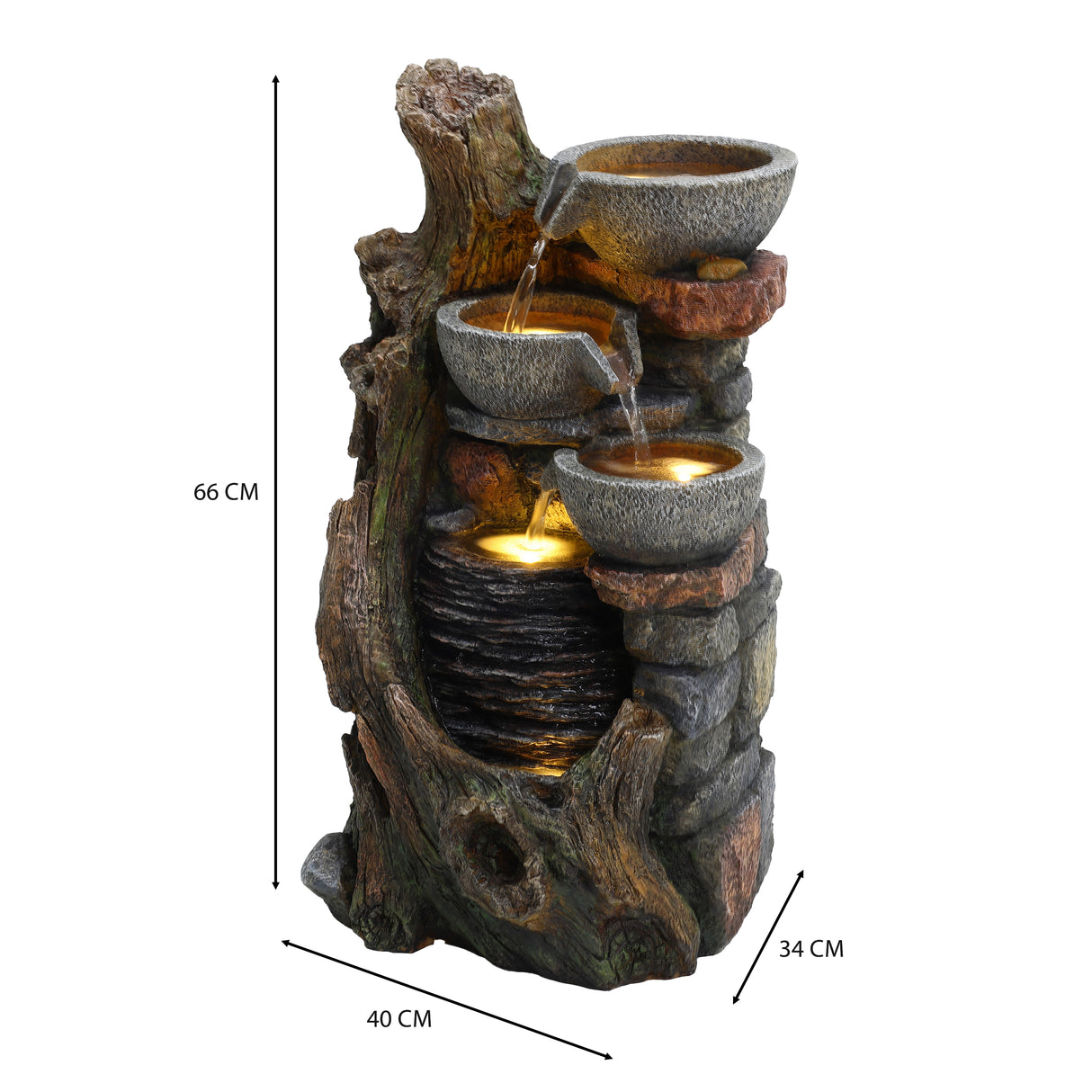 Fontana da Giardino Elettrica Cascata LED Pompa Rustic Brook
