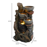 Fontana da Giardino Elettrica Cascata LED Pompa Rustic Brook