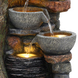 Fontana da Giardino Elettrica Cascata LED Pompa Rustic Brook