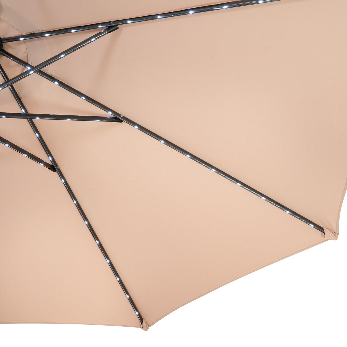 Ombrellone Inclinabile LED 2,7m Beige con Luci Solari e Copertura