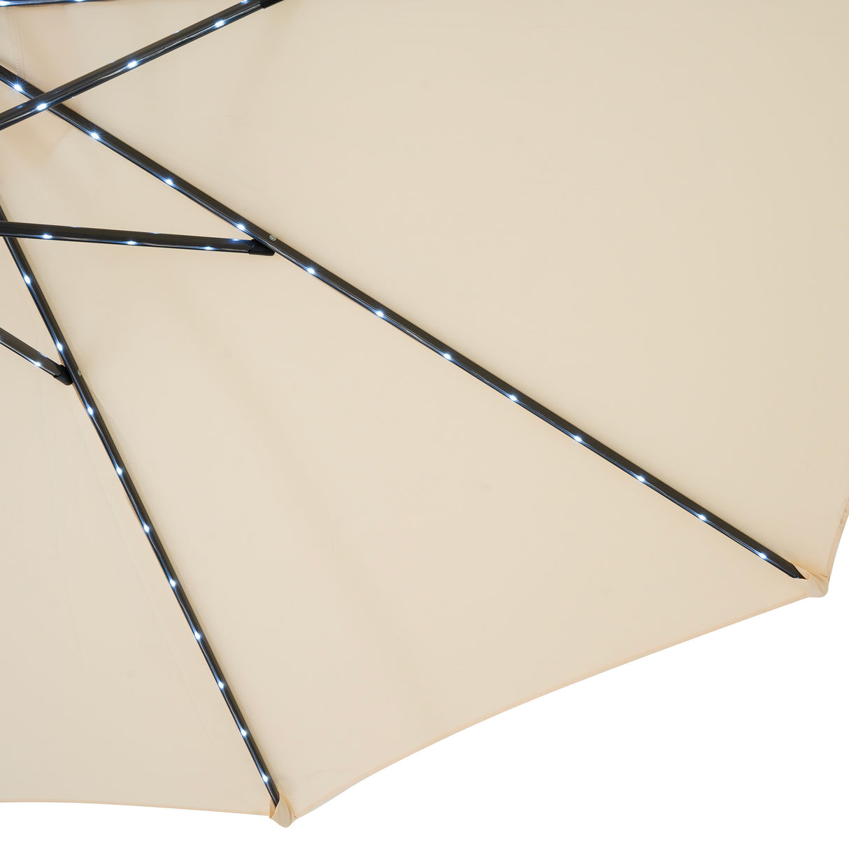 Ombrellone Inclinabile LED 2,7m Cream con Luci Solari e Copertura