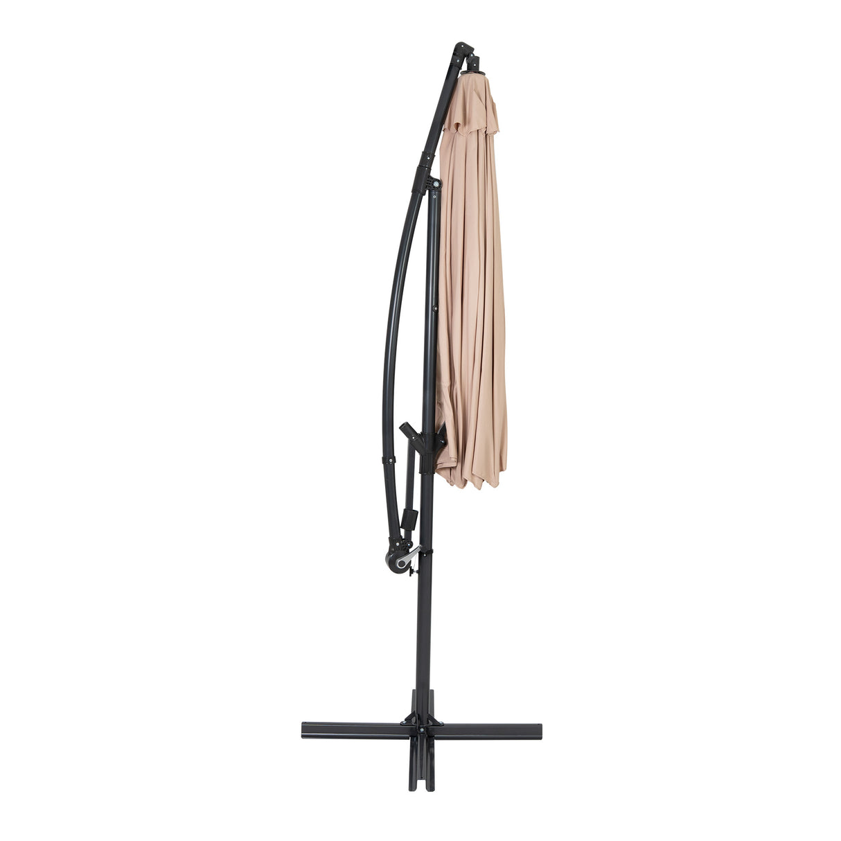 Ombrellone Decentrato 3m Beige con Manovella e Copertura Impermeabile e Decentrato Quadrata – Set 4 Pesi