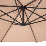 Ombrellone Decentrato 3m Beige con Manovella e Copertura Impermeabile e Decentrato Quadrata – Set 4 Pesi