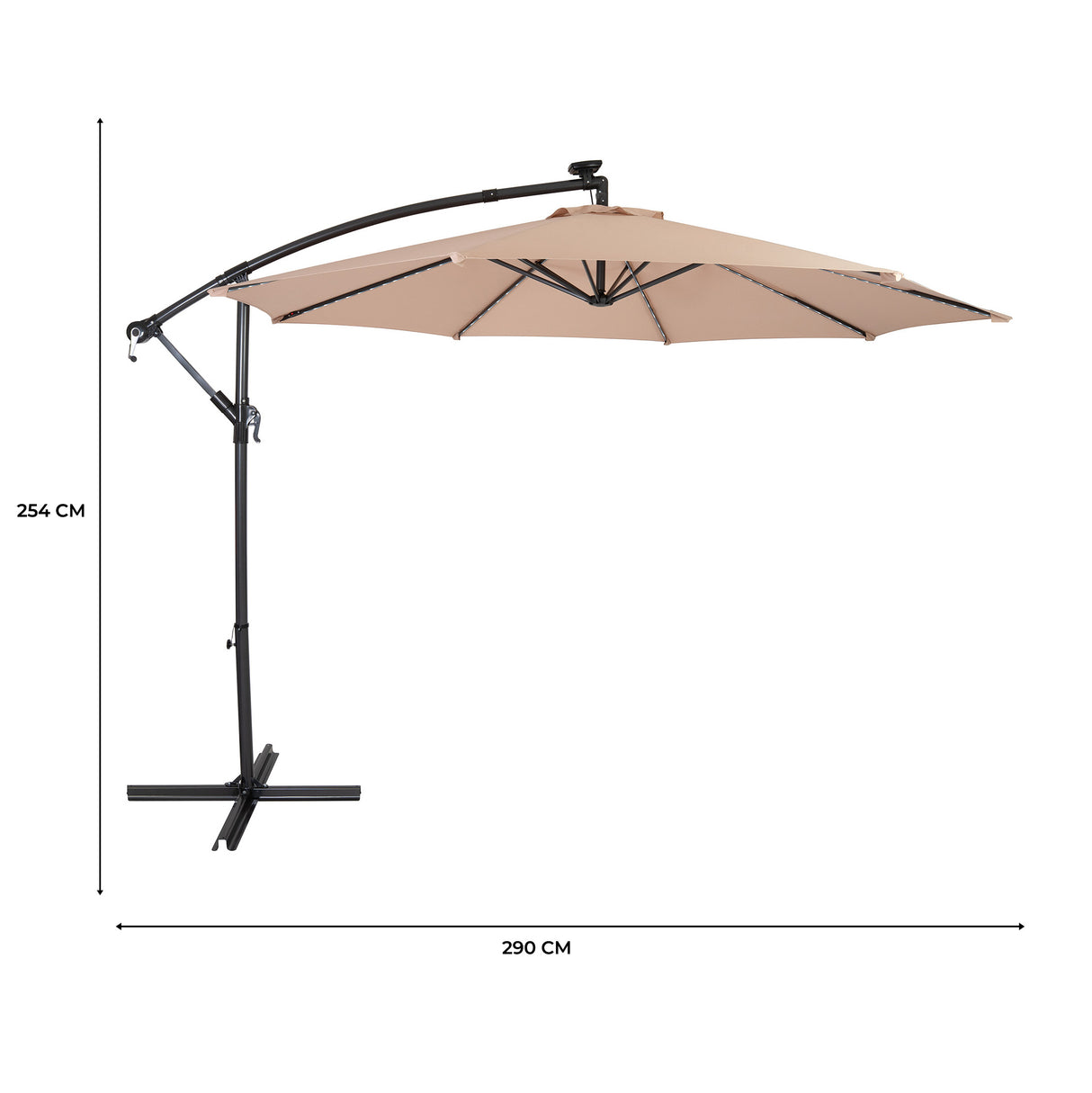 Ombrellone Decentrato LED 3m Beige con Luci Solari