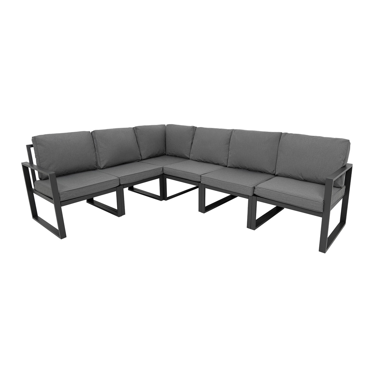 Set Mobili da Giardino in Alluminio 7 Posti con Tavolo Fire Pit Integrato